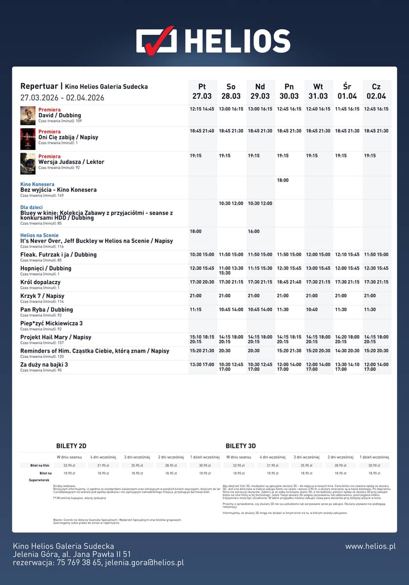 Jelenia Góra: Repertuar Kina Helios