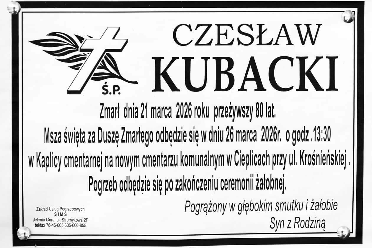 Jelenia Góra: Zmarł Czesław Kubacki