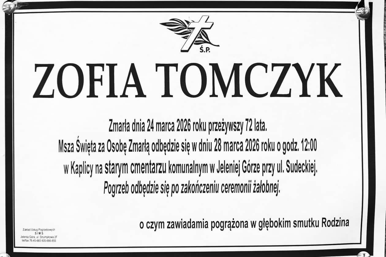 Jelenia Góra: Zmarła Zofia Tomczyk