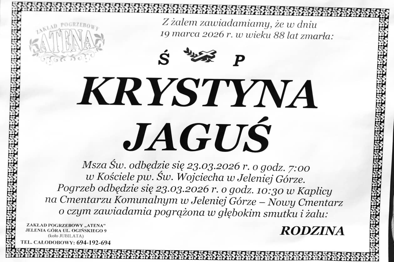 Jelenia Góra: Zmarła Krystyna Jaguś