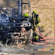 Pożar autobusu – spłonął doszczętnie