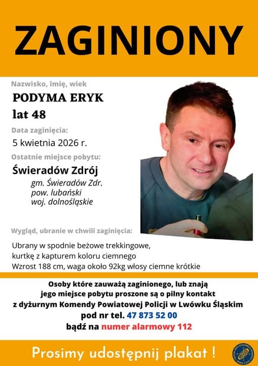 Świeradów-Zdrój: Policja poszukuje 48–letniego Eryka