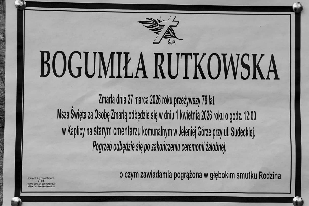 Jelenia Góra: Zmarła Bogumiła Rutkowska