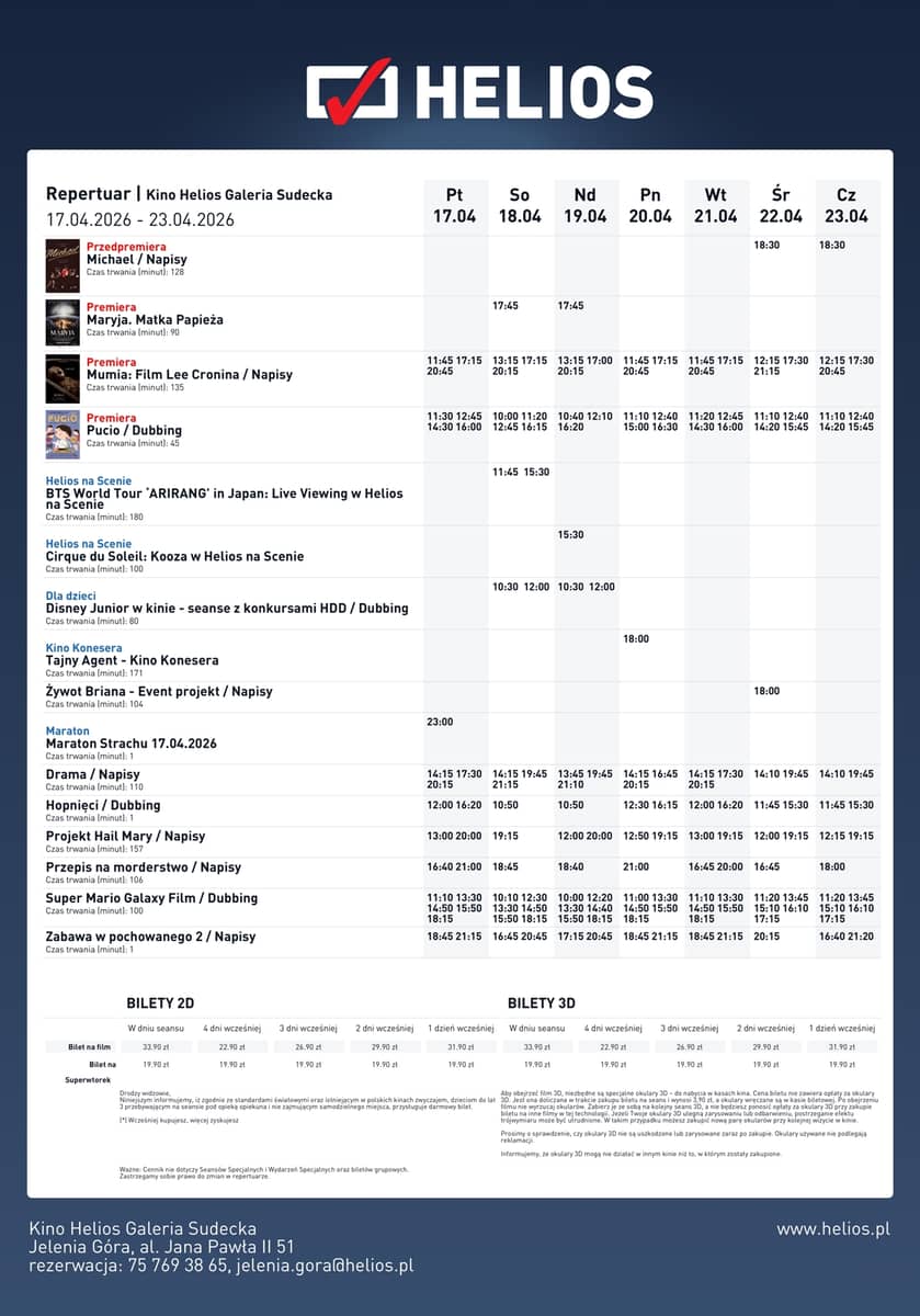 Jelenia Góra: Repertuar Kina Helios