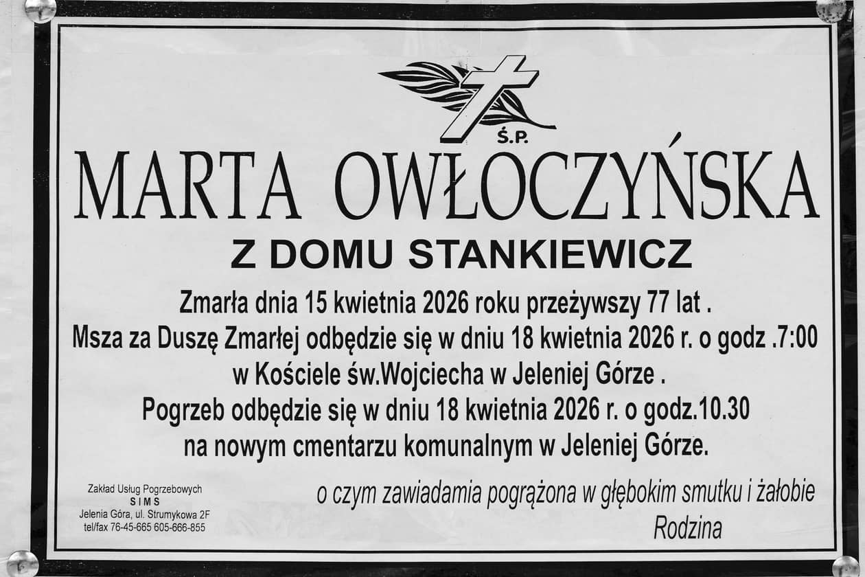 Jelenia Góra: Zmarła Marta Owłoczyńska