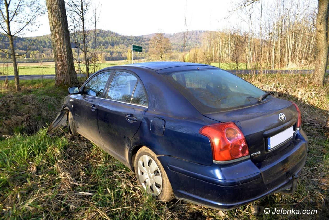 Sobieszów: Toyota wypadła z drogi