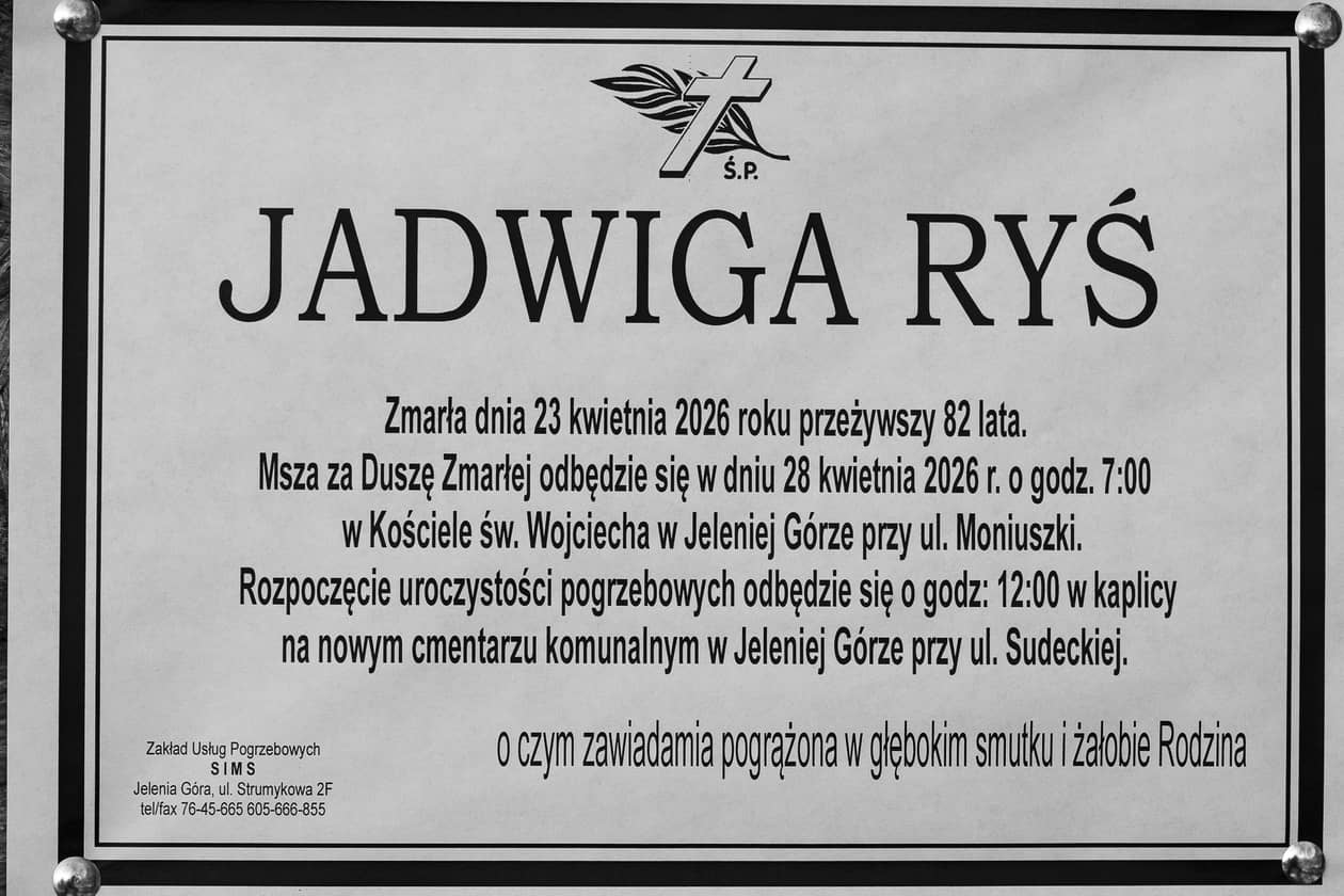 Jelenia Góra: Zmarła Jadwiga Ryś