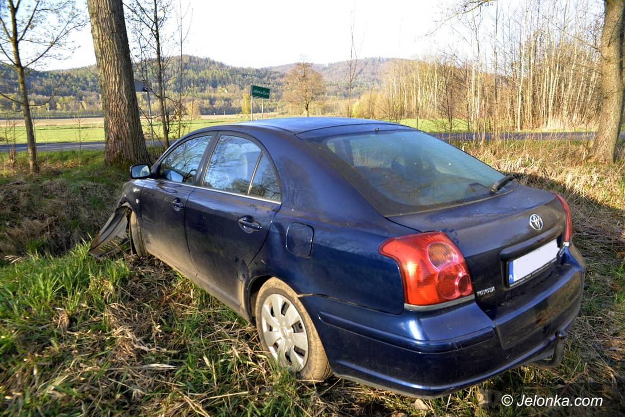 Sobieszów: Toyota wyleciała z drogi
