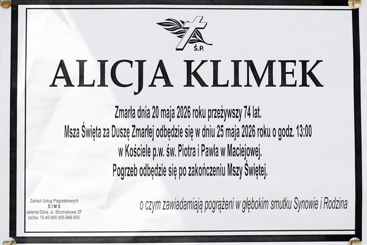 Jelenia Góra: Zmarła Alicja Klimek