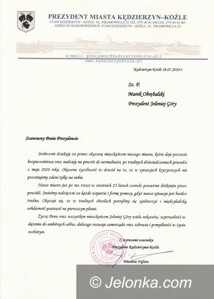 JELENIA GÓRA: Kędzierzyn Koźle dziękuje Jeleniej Górze