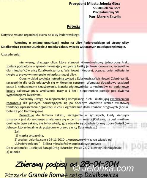 JELENIA GÓRA: „Nie” dla zakazu wjazdu. Mieszkańcy zbierają podpisy