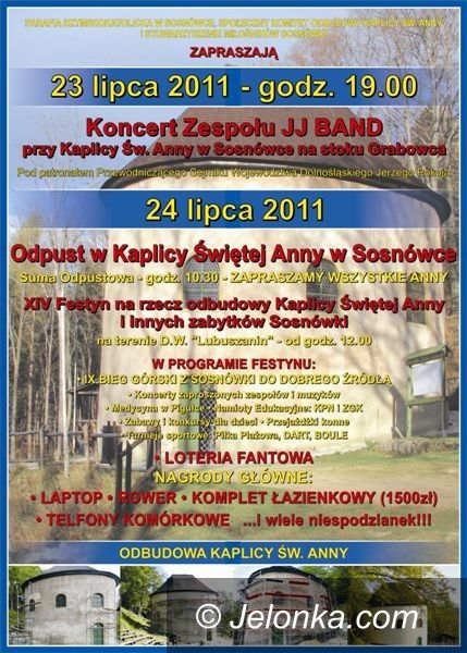 JELENIA GÓRA: Odpust, koncert, festyn. Przy kaplicy świętej Anny