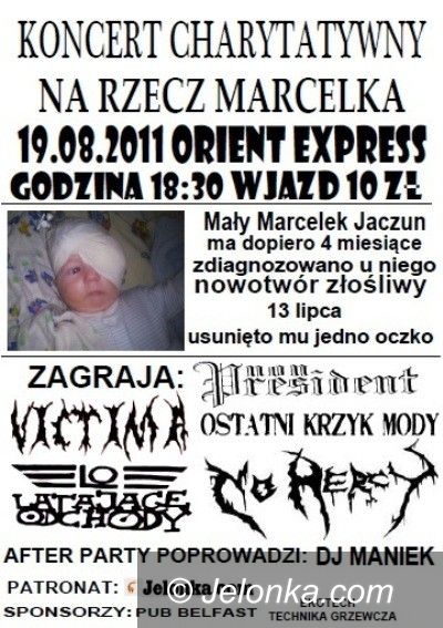 JELENIA  GÓRA: Zagrają dla chorego Marcelka. 19 sierpnia w Orient Expressie