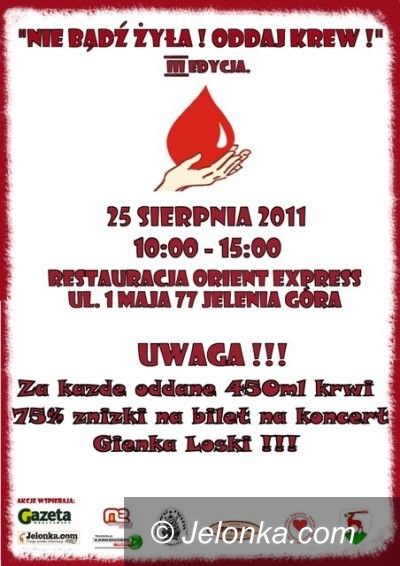 JELENIA  GÓRA: Akcja krwiodawstwa i koncert Gienka Loski. Już dziś, 25 sierpnia w Oriencie