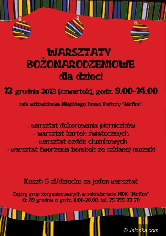 Jelenia Góra/Sobieszów: Przyjdź na warsztaty bożonarodzeniowe