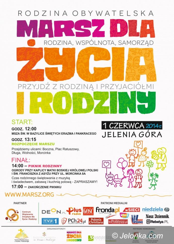 Jelenia Góra: W Jeleniej Górze marsz dla rodziny
