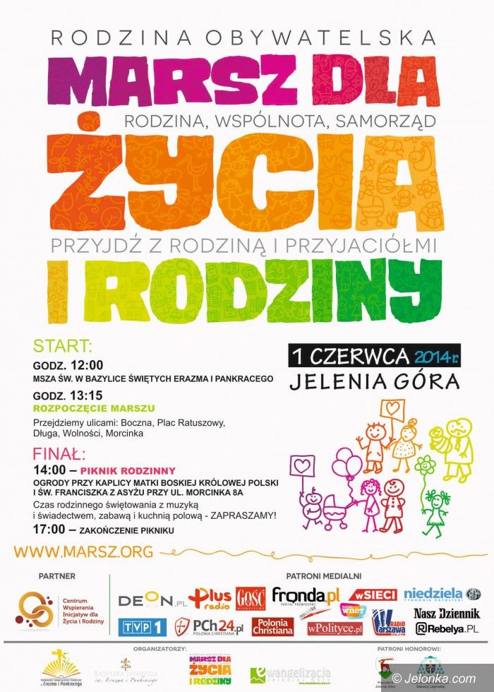 Jelenia Góra: W Jeleniej Górze marsz dla rodziny