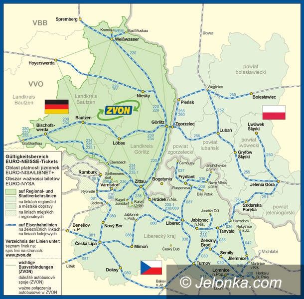 Region: Gdzie honorowany jest bilet EURO–NYSA?