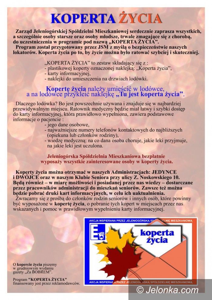 Jelenia Góra: JSM rozdaje „koperty życia”