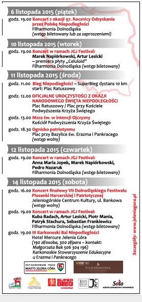 Jelenia Góra: Harmonogram obchodów Święta Niepodległości