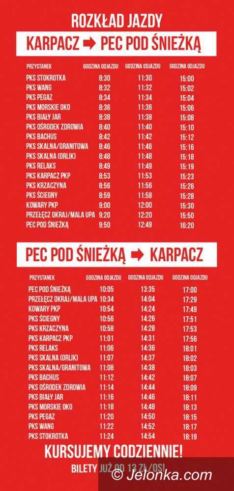 Region: Bus Karpacz – Pec pod Śnieżką od jutra