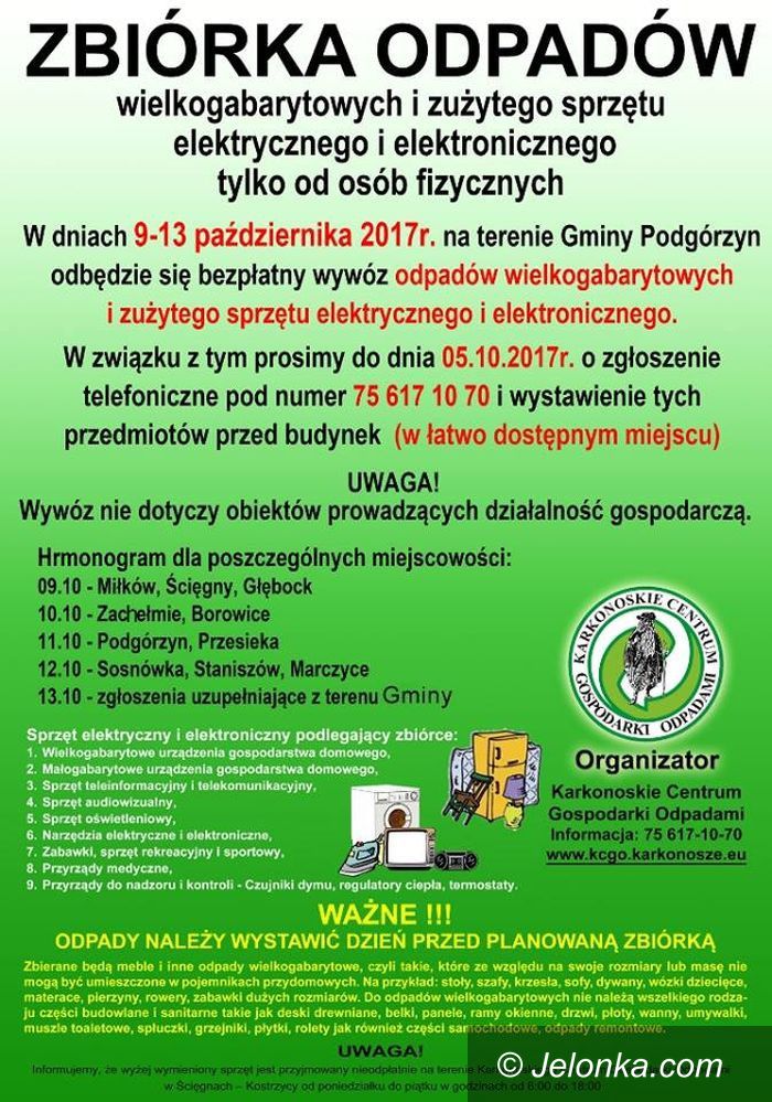 Podgórzyn: Mobilna zbiórka odpadów w gminie Podgórzyn