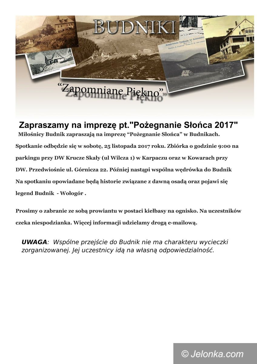 Region: Miłośnicy Budnik zapraszają na pożegnanie Słońca