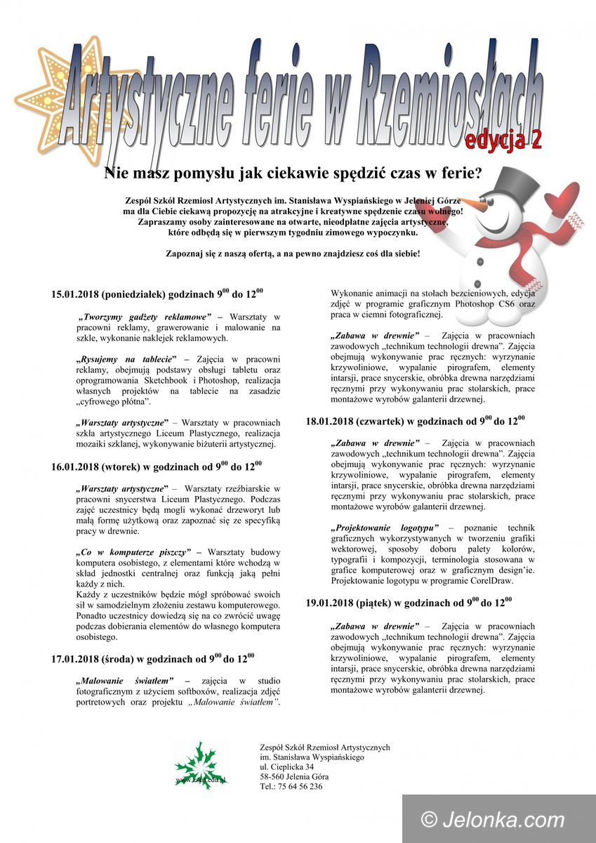 Jelenia Góra: Artystyczne ferie w Rzemiosłach