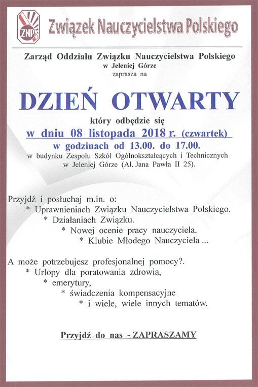 Jelenia Góra: Wkrótce dzień otwarty ZNP
