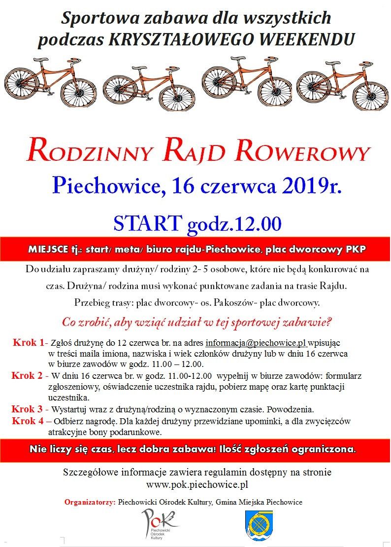 Piechowice: Zgłoś rodzinę do rowerowego rajdu
