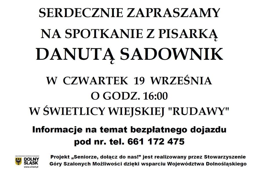 Janowice Wielkie: Spotkanie autorskie z Danutą Sadownik