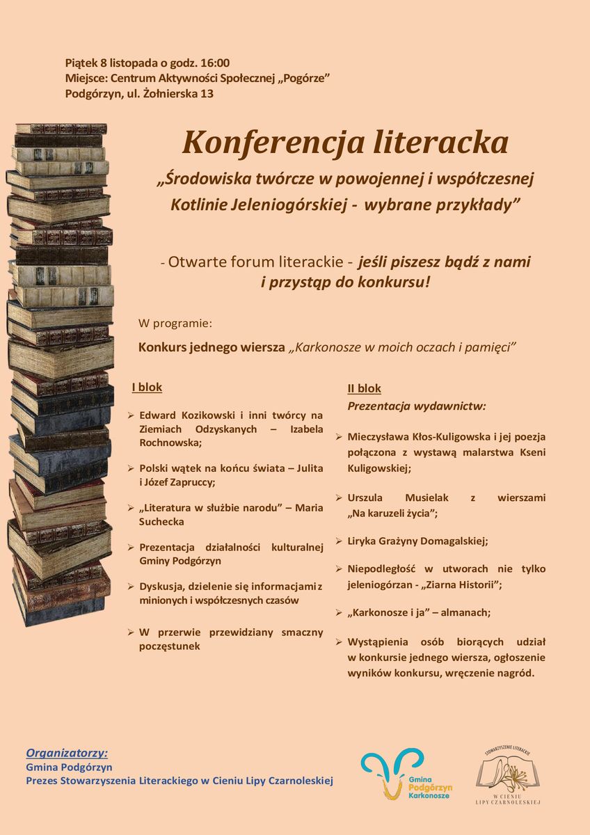 Podgórzyn: Konferencja literacka w piątek
