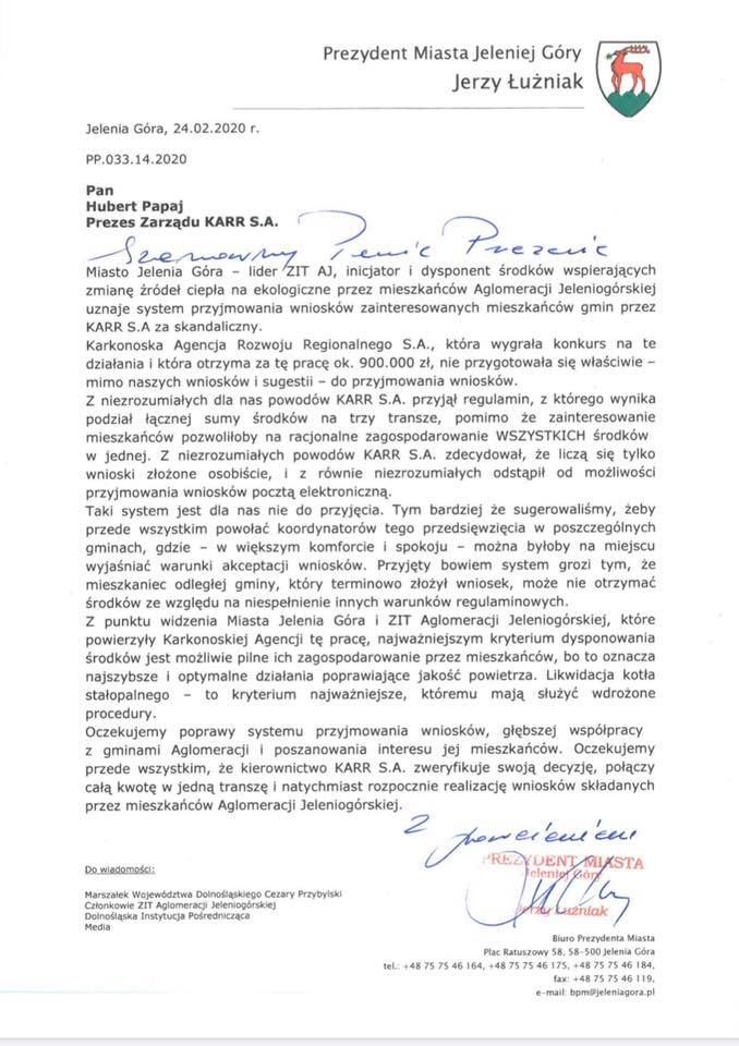 Jelenia Góra: Prezydent do KARR–u, KARR do prezydenta