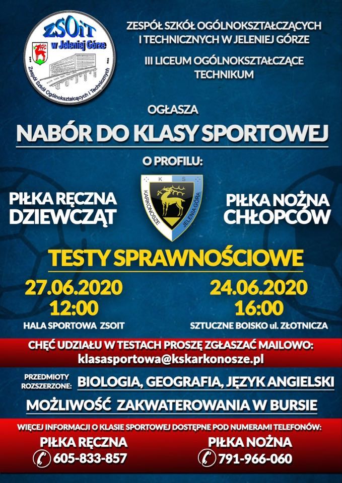 Jelenia Góra: Klasa sportowa w szkole średniej