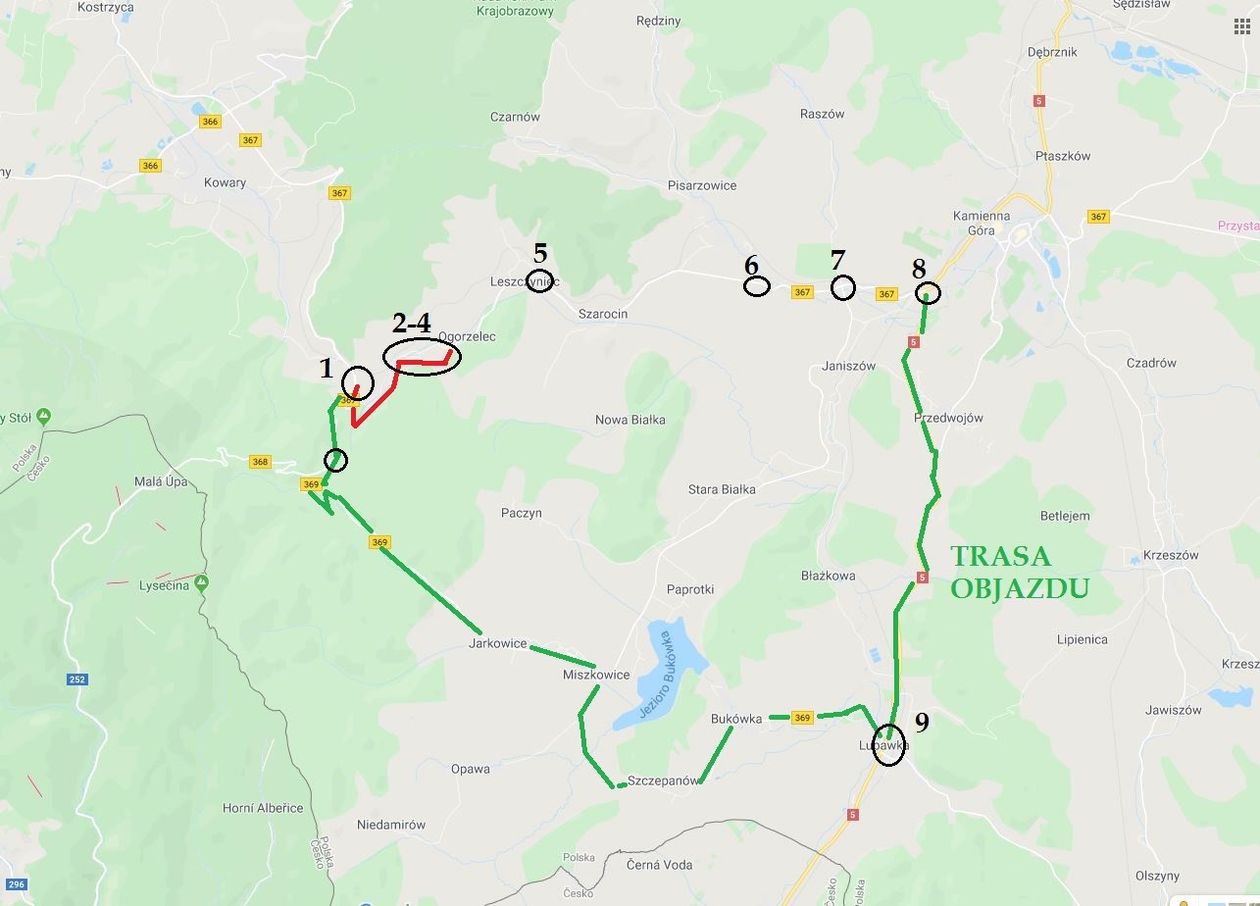 Region: Zamknięta droga od Przełęczy Kowarskiej