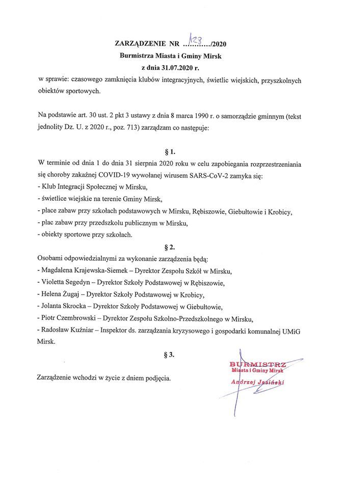 Mirsk: Miejsca spotkań (na razie) zamknięte