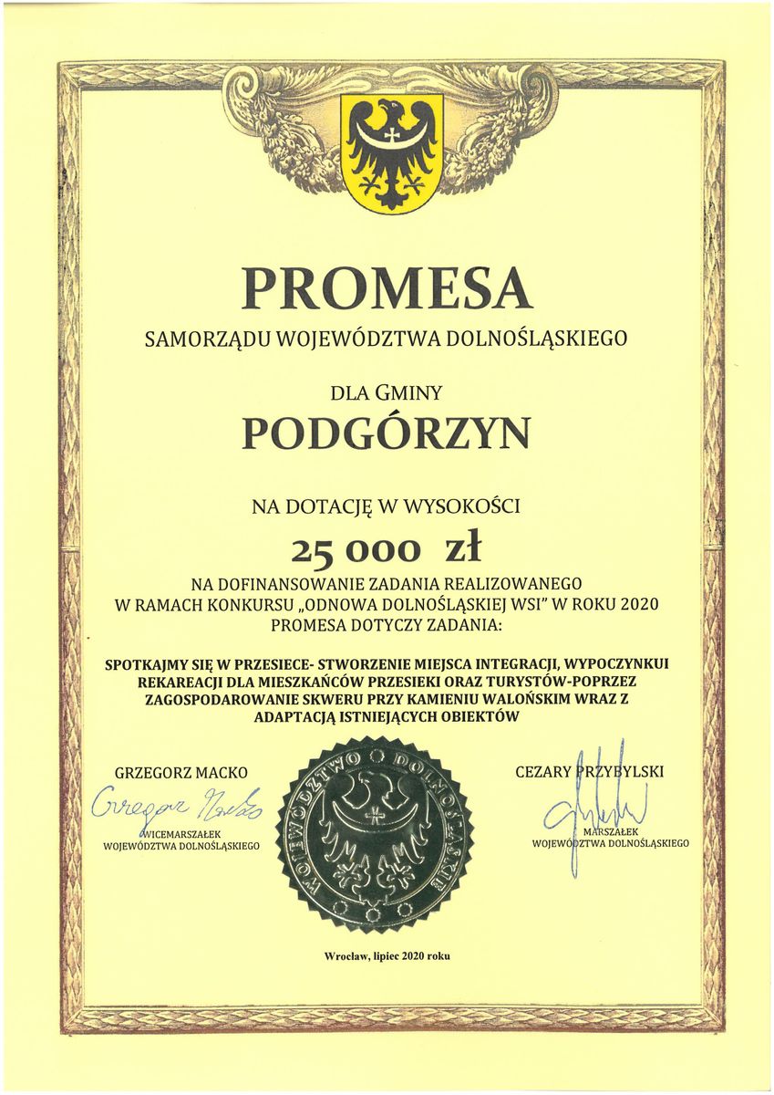 Przesieka: Będzie skwer przy Kamieniu Walońskim