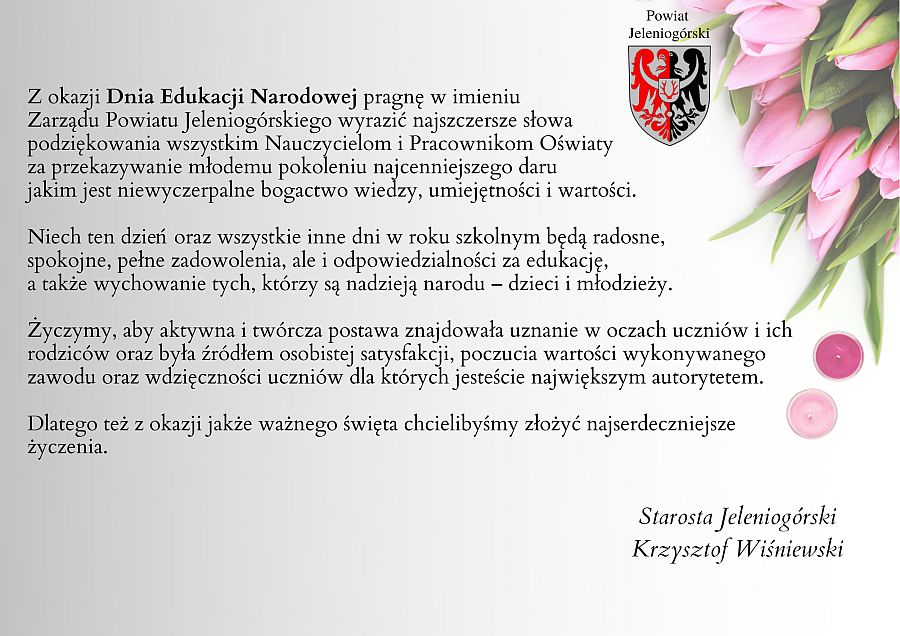 Powiat: Życzenia Starosty Jeleniogórskiego