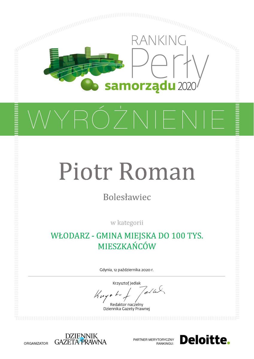 Bolesławiec: Prezydent wyróżniony
