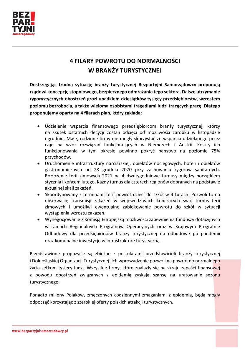Region: Cztery filary powrotu do normalności