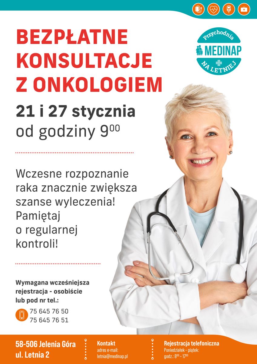 Jelenia Góra: Bezpłatne konsultacje z onkologiem (aktualizacja)