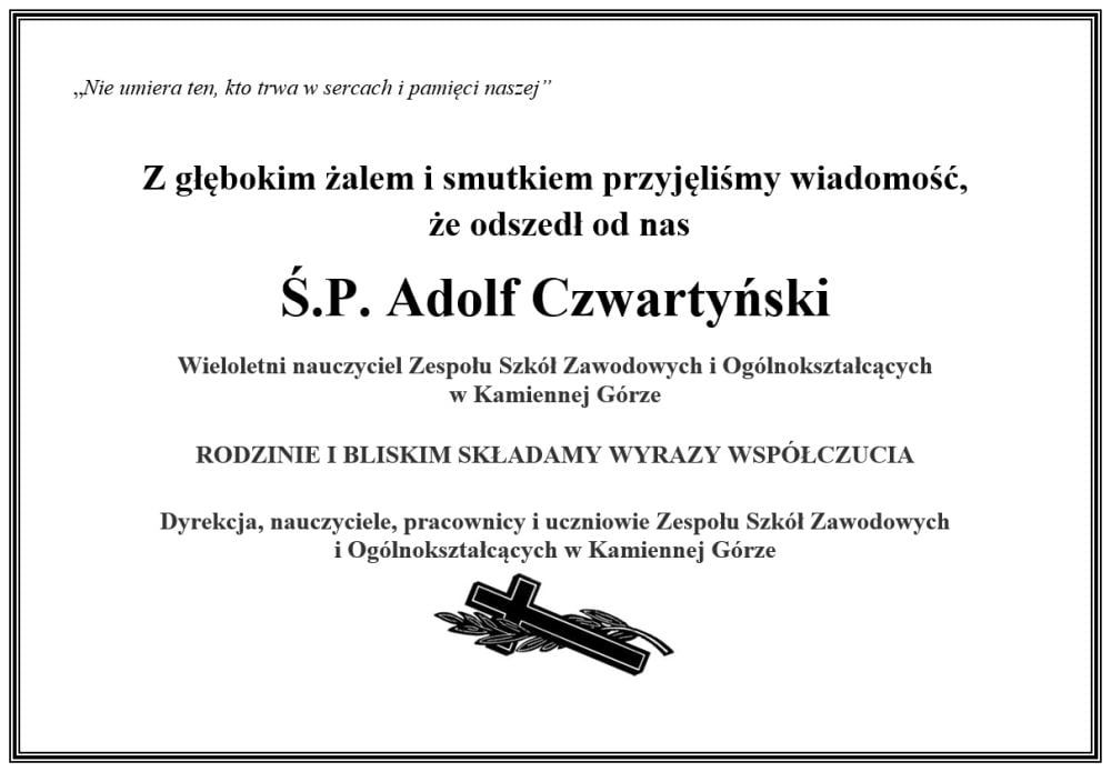 Kamienna Góra: Zmarł Adolf Czwartyński