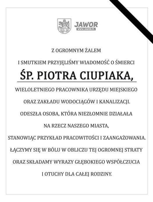 Jawor: Nie żyje Piotr Ciupiak