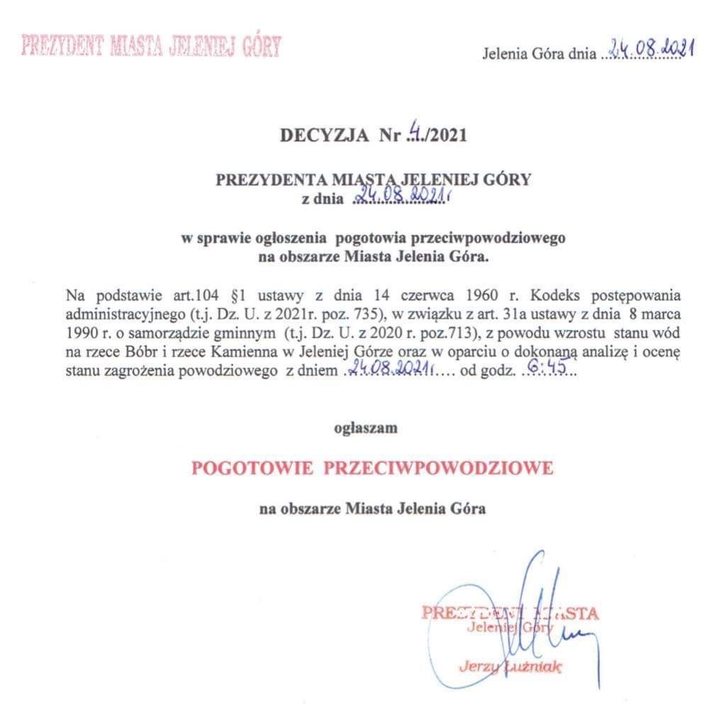 Jelenia Góra: Pogotowie przeciwpowodziowe w Jeleniej Górze