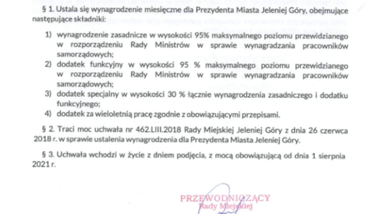 Jelenia Góra: Podwyżka pensji Prezydenta Jeleniej Góry