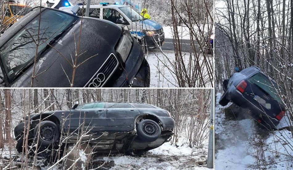 Orłowice k. Mirska: Auto wypadło z drogi