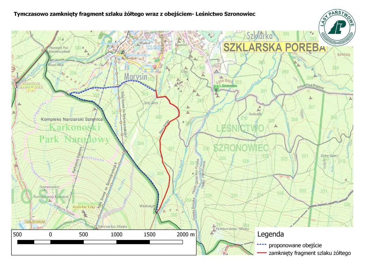 Karkonosze: Zamknięty szlak do schroniska