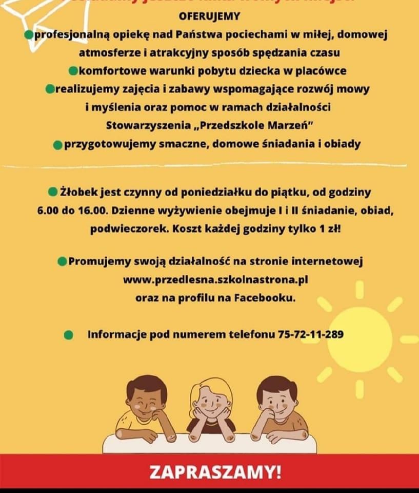 Leśna: Zapisy do przedszkola