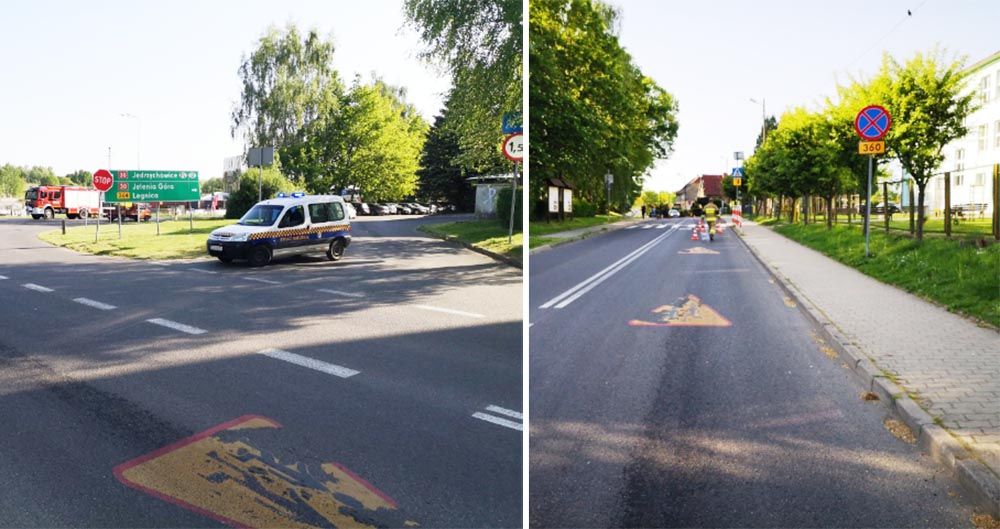 Gryfów Śląski: Plama oleju na drodze