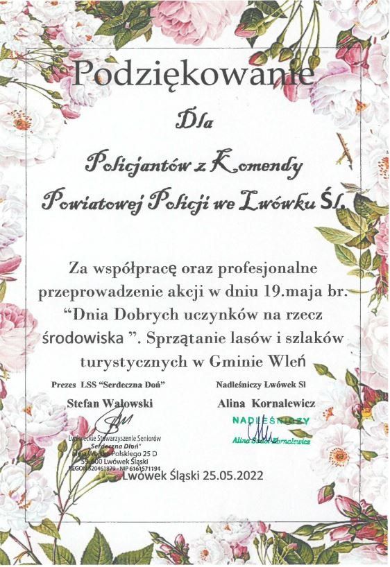 Lwówek Śląski: Podziękowania dla policji